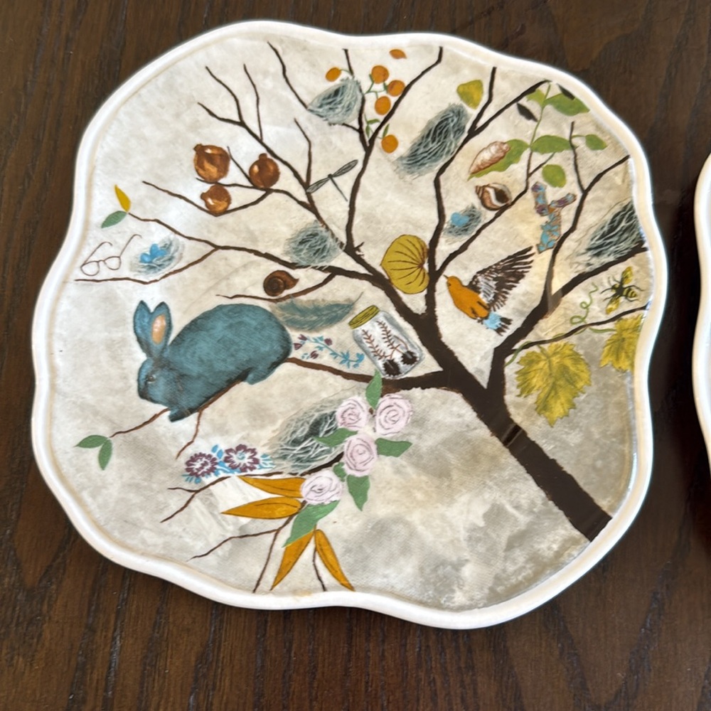 Anthropologie Rebecca Rebouche A Rabbit Named Renee Set of 2 Salad Plates - Picture 3 of 5